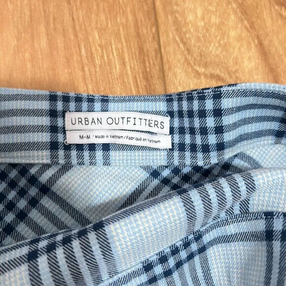 Urban Outfitter Pleated Mini Skirt Size M Blue Plaid Gingham Preppy School Girl - Picture 5 of 7